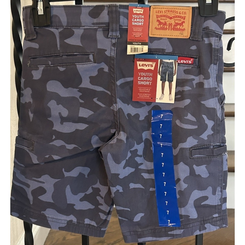 Little Boy's Size 7 Levi's Cargo Shorts Black/Gray Camouflage